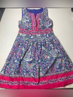 Talbots Purple and Pink Paisley Fit & Flare Dress